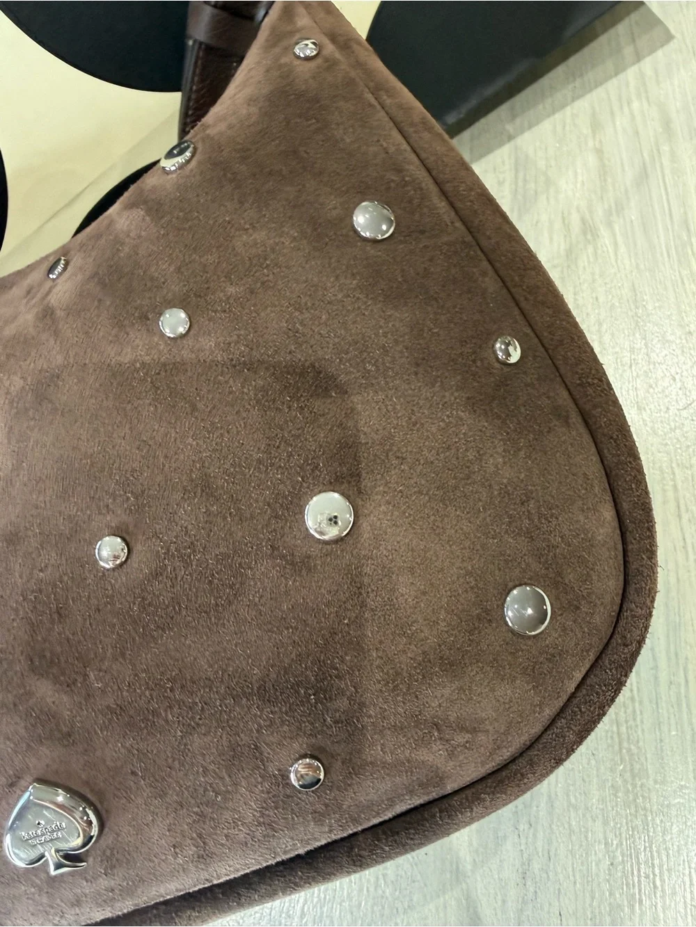 kate spade Kayla  Brown Studded Suede Hobo/Shoulder Bag